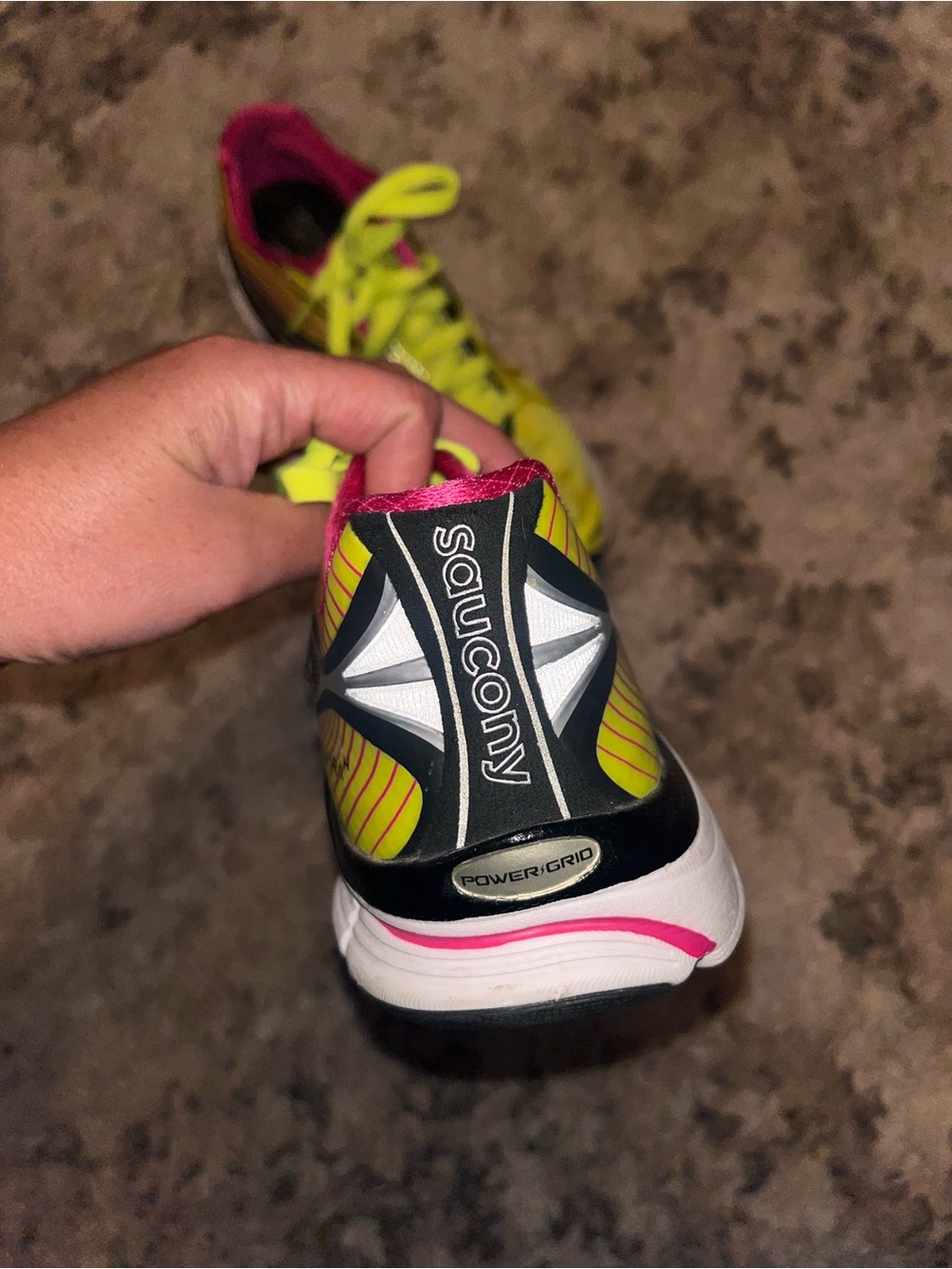 Saucony Neon Yellow and Pink Women's Athletic Running Shoes - Picture 5 of 8